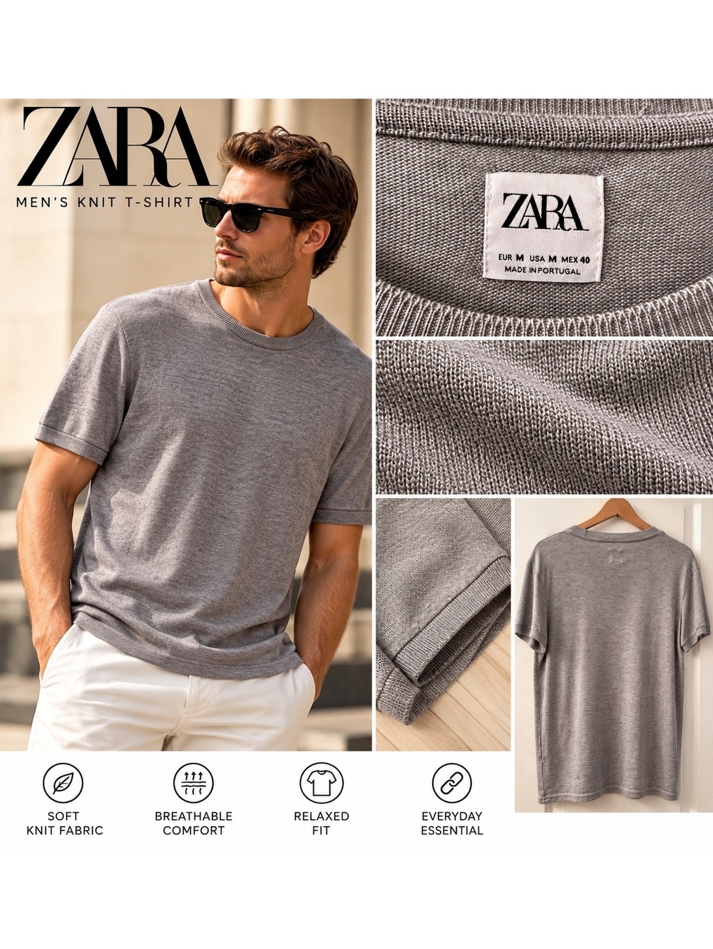 ZARA Men’s Textured Knit T-Shirt | Elevated Casual Essential